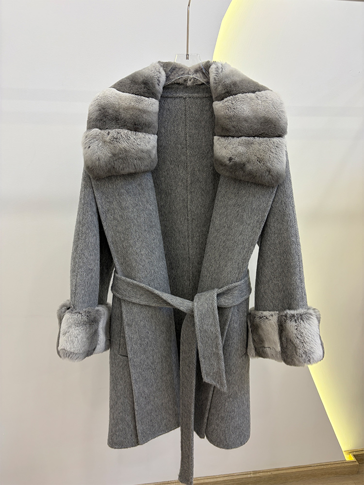Autumn Winter Real Fur Coat Ja - Wool Coat Peacoat ulasan dan harga
