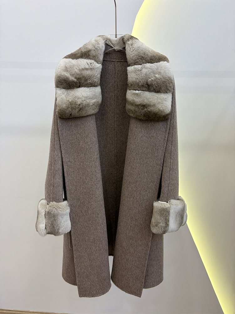 Autumn Winter Real Fur Coat Ja - Wool Coat Peacoat ulasan dan harga