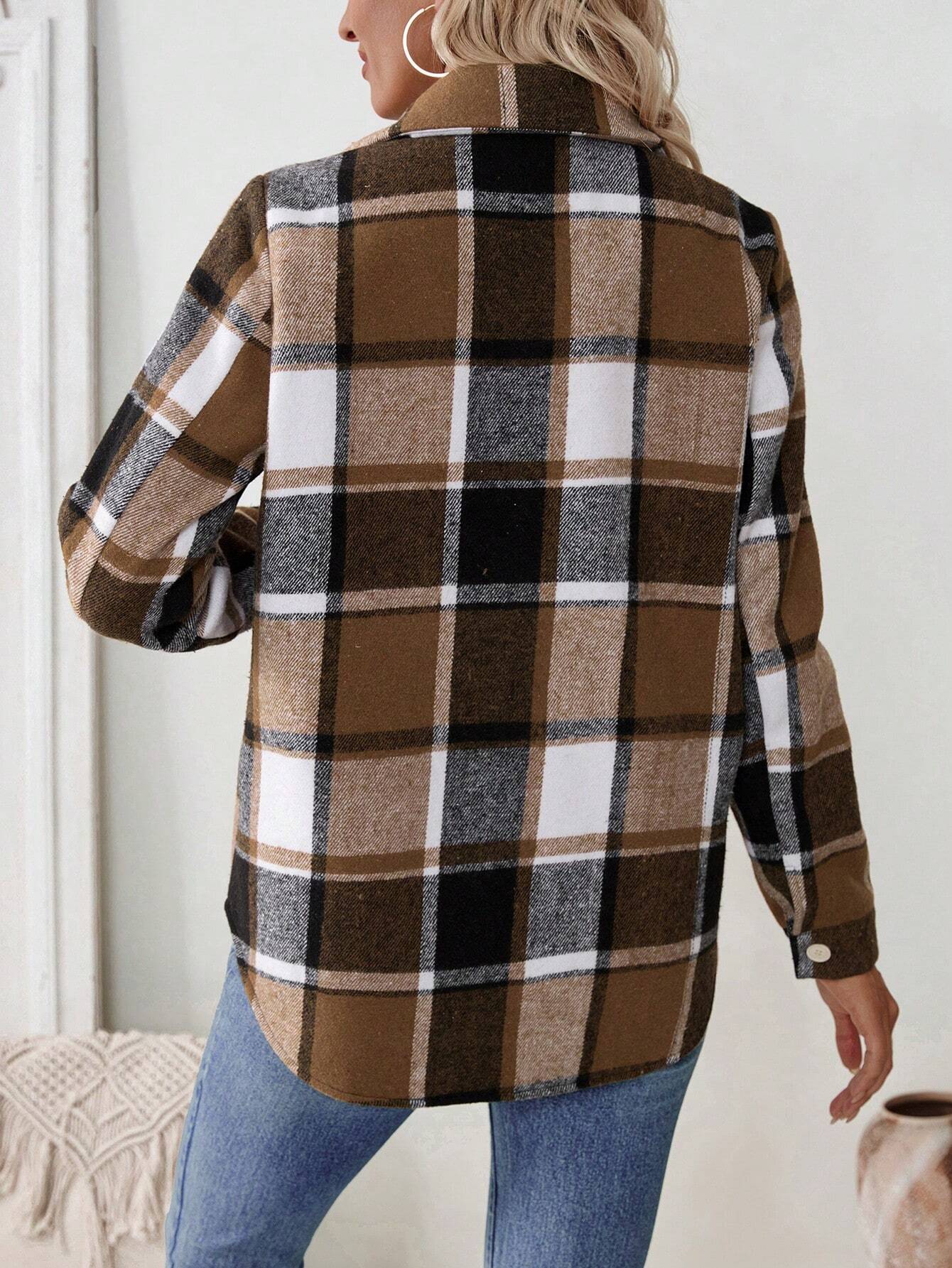 Women Fleece Lined Plaid Shack - Flannel Shirt Lined ulasan dan harga